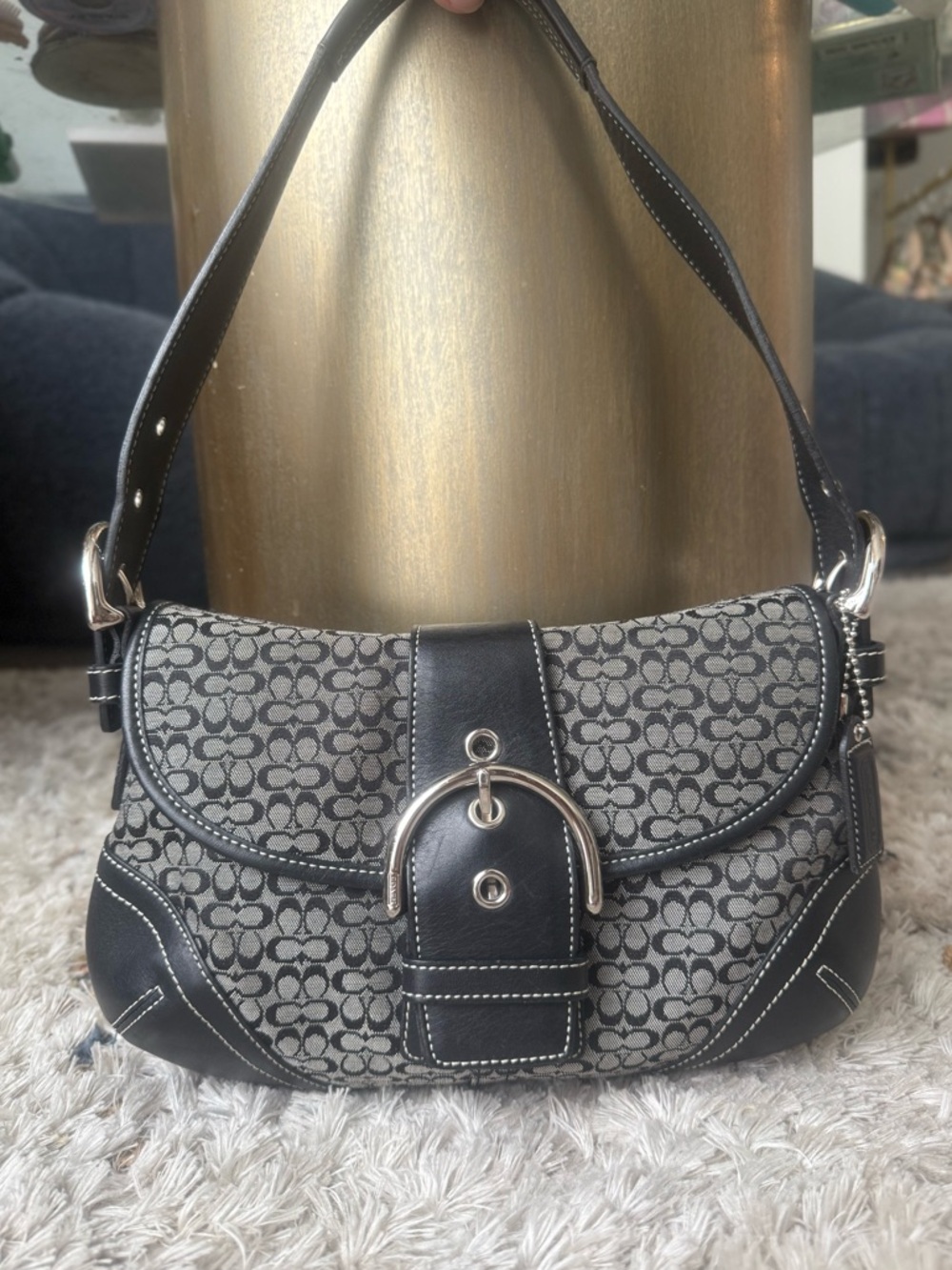COACH VINTAGE 2004 BLACK & GRAY SIGNATURE MINI SOHO